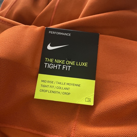 Nike One luxe Icon clash womens Mid rose crop leggings NWT 2X orange - Picture 4 of 7